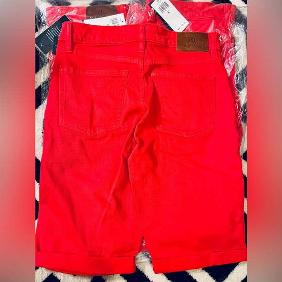 Ralph Lauren Denim Bermuda Shorts in Red, Sizes: 2, 8, 10, NWT. - Picture 2 of 2